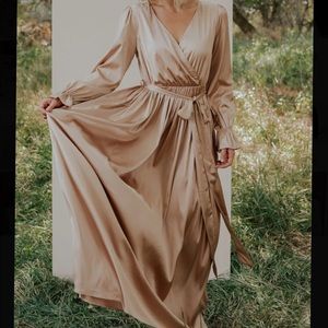 NWTS Champagne Satin Maxi Dress
